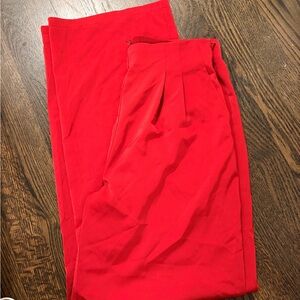 Silky wide leg red pants